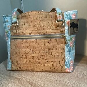 Handmade Cork & Floral Tote Bag | Gold Hardware | Canadian Made